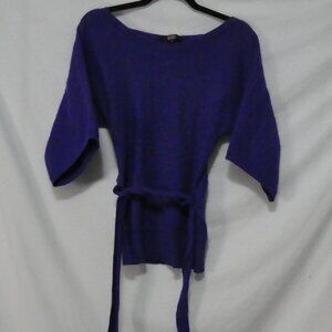 BEDO Femme medium Purple Wide Sleeve Striped Knit Sweater With Matching Belt